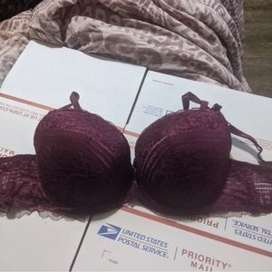 Dark Red Floral Lace 34c Jezebel Mega Extreme Push-Up Padded Bra